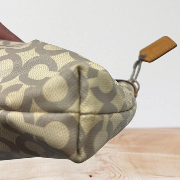 Coach Cream and Khaki Signature Wristlet Clutch - Picture 3 of 6